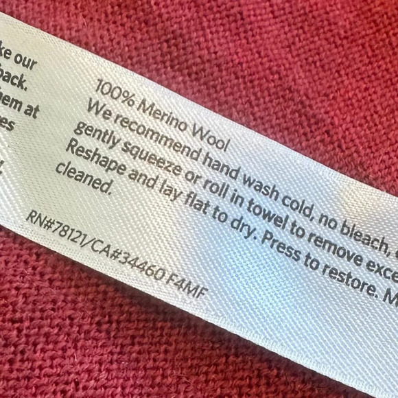 Eileen Fisher Red Orange Pullover Sweater Long Length Merino Wool Size XS Womens - Picture 10 of 11